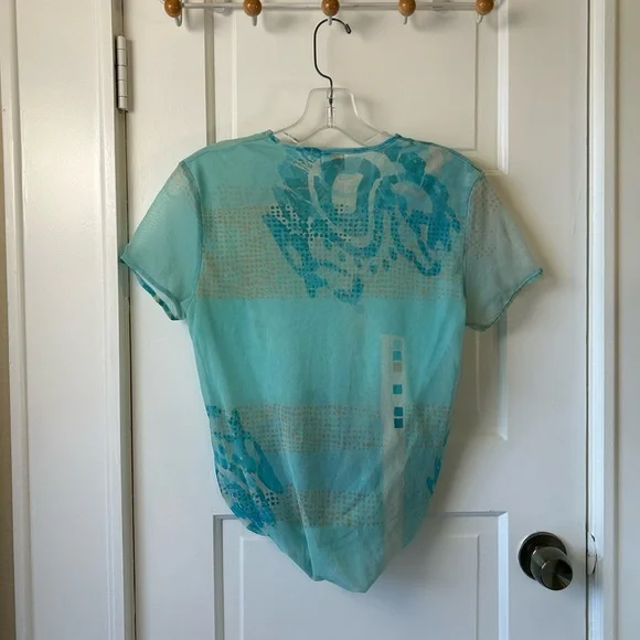 Calvin Klein Patterned Sheer Mesh Top - Picture 4 of 6